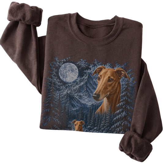 Greyhound Forest Moon Sweatshirt in Dark Chocolate