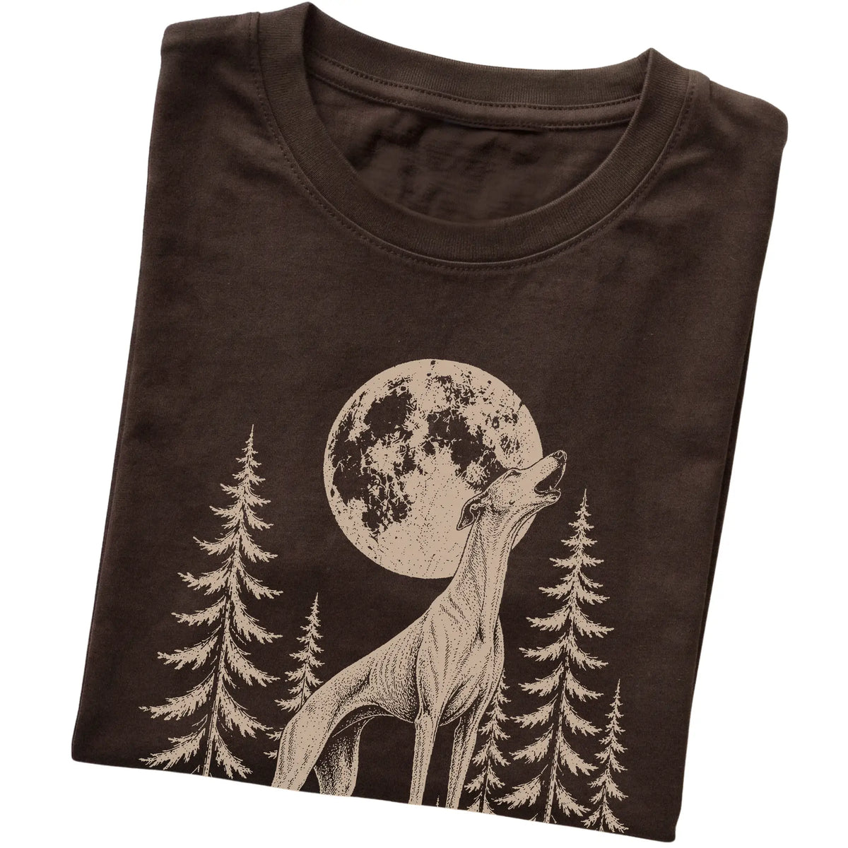 Greyhound Howling at the Moon softstyle T-shirt in Dark Chocolate