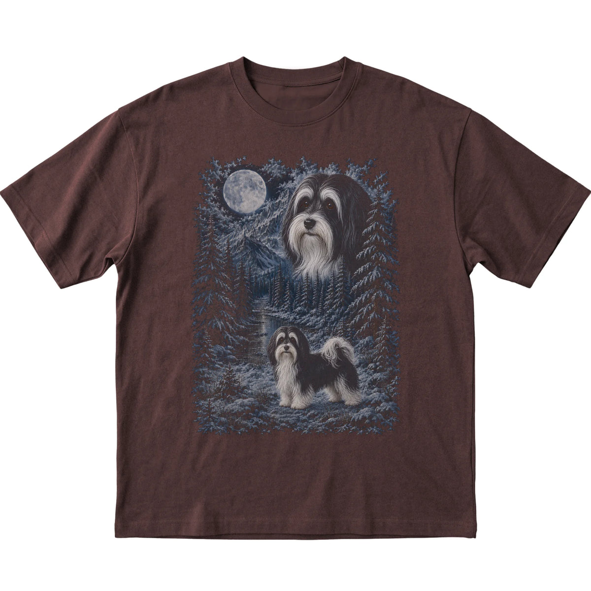Havanese Forest Moon T-Shirt in Dark Chocolate