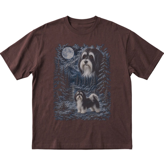 Havanese Forest Moon T-Shirt in Dark Chocolate