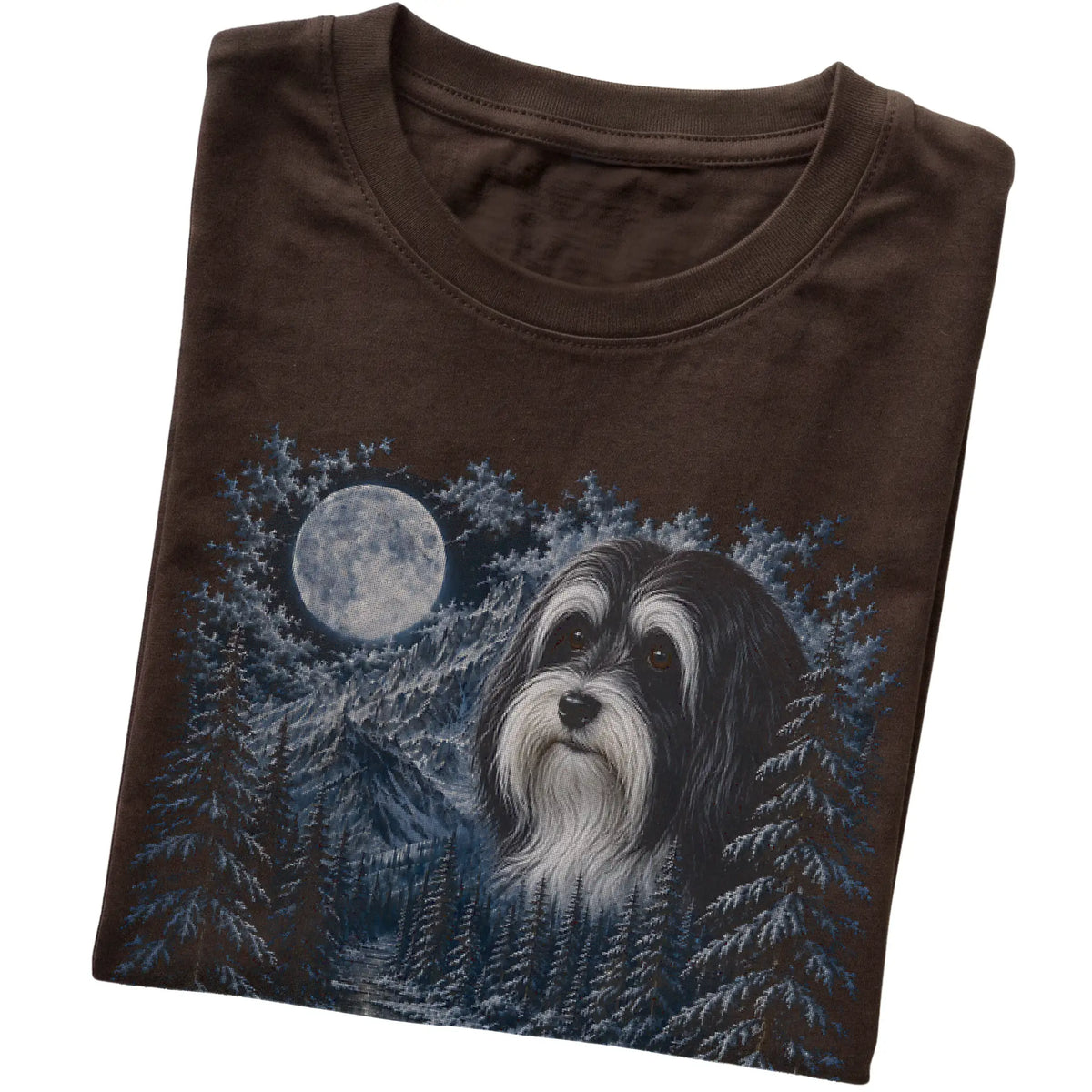 Havanese Forest Moon T-Shirt in Dark Chocolate