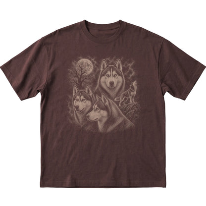 Husky 90s Moon T-Shirt in Dark Chocolate — flat lay