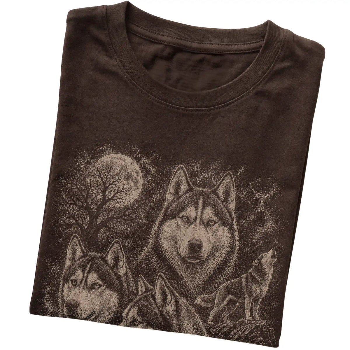 Husky 90s Moon T-Shirt in Dark Chocolate — folded detail