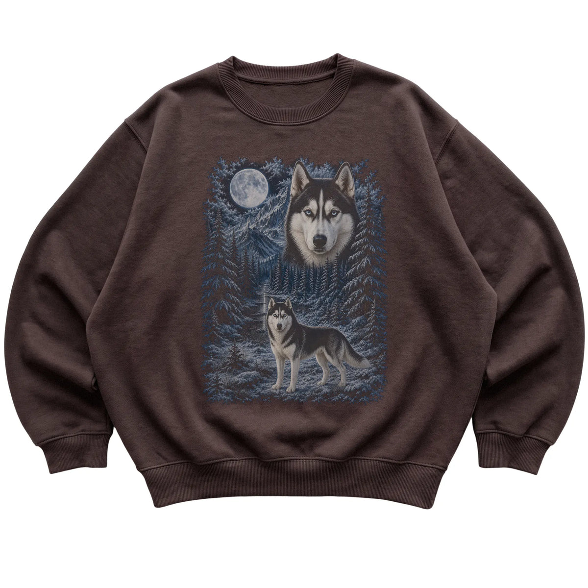 Husky Forest Moon Sweatshirt in Dark Chocolate