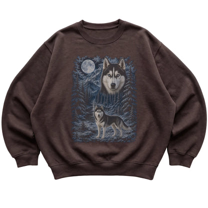 Husky Forest Moon Sweatshirt in Dark Chocolate