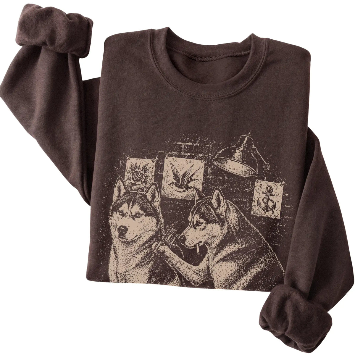 Dark Chocolate Husky Dog Tattoo Artist folded detail view