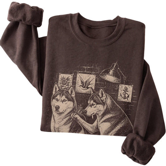 Dark Chocolate Husky Dog Tattoo Artist folded detail view