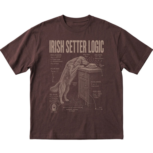 Dark Chocolate Irish Setter Logic T-Shirt laid flat