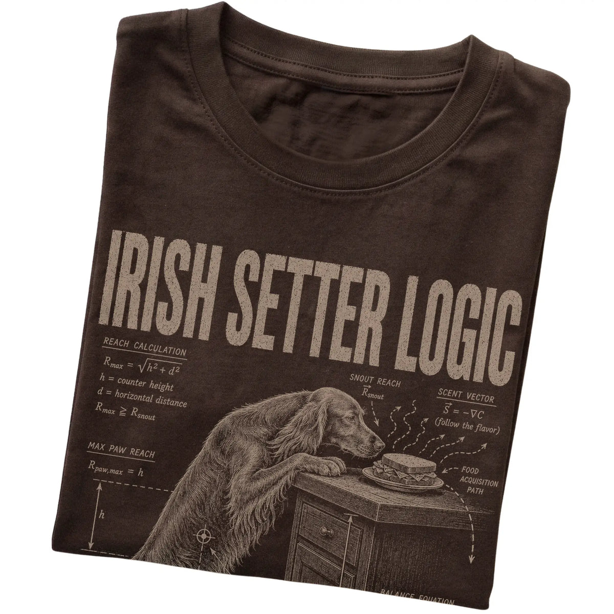 Dark Chocolate Irish Setter Logic T-Shirt folded detail