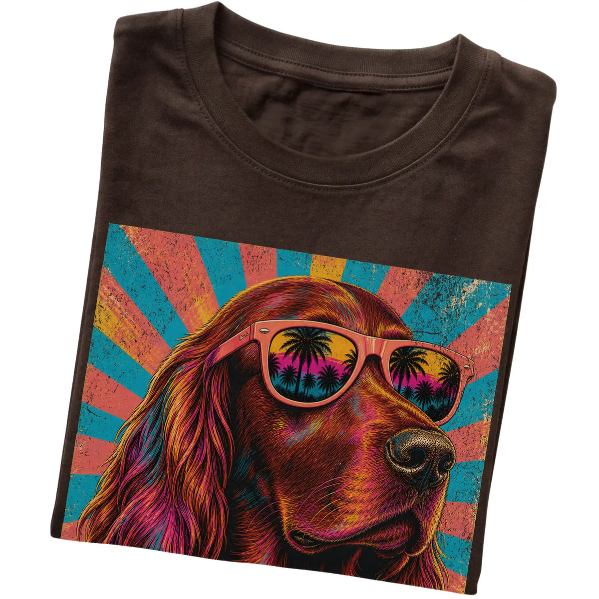 Folded Dark Chocolate softstyle T-shirt with a Retro Irish Setter Mama design