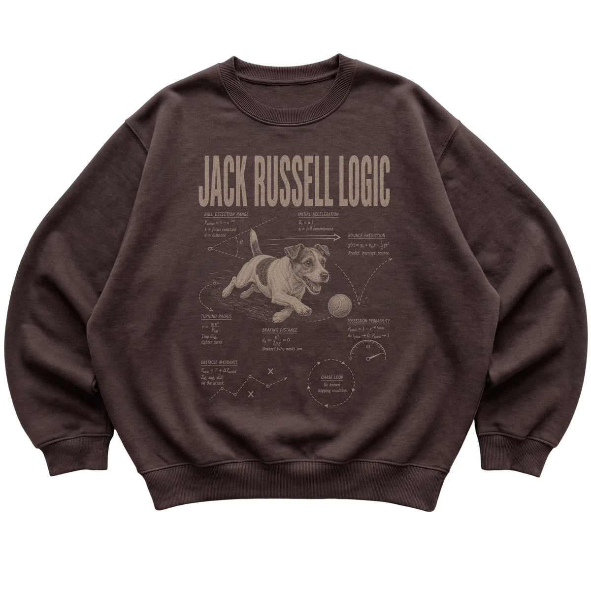 Dark Chocolate Jack Russell Logic T-Shirt laid flat