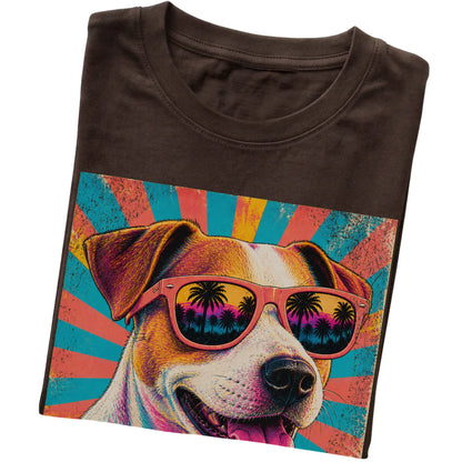 Folded Dark Chocolate softstyle T-shirt with a Retro Jack Russell Mama design