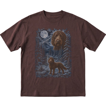 Labradoodle Forest Moon T-Shirt in Dark Chocolate