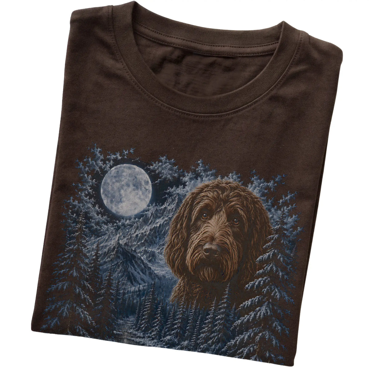 Labradoodle Forest Moon T-Shirt in Dark Chocolate