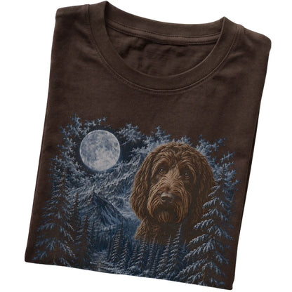 Labradoodle Forest Moon T-Shirt in Dark Chocolate