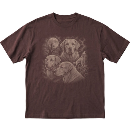 Labrador Retriever 90s Moon T-Shirt in Dark Chocolate — flat lay