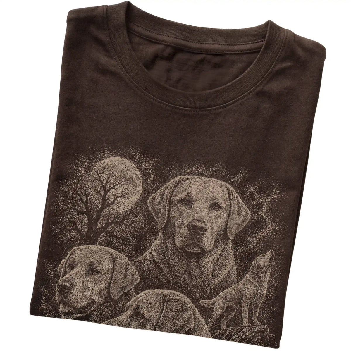 Labrador Retriever 90s Moon T-Shirt in Dark Chocolate — folded detail