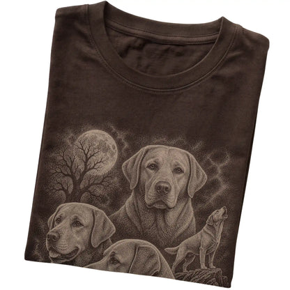 Labrador Retriever 90s Moon T-Shirt in Dark Chocolate — folded detail