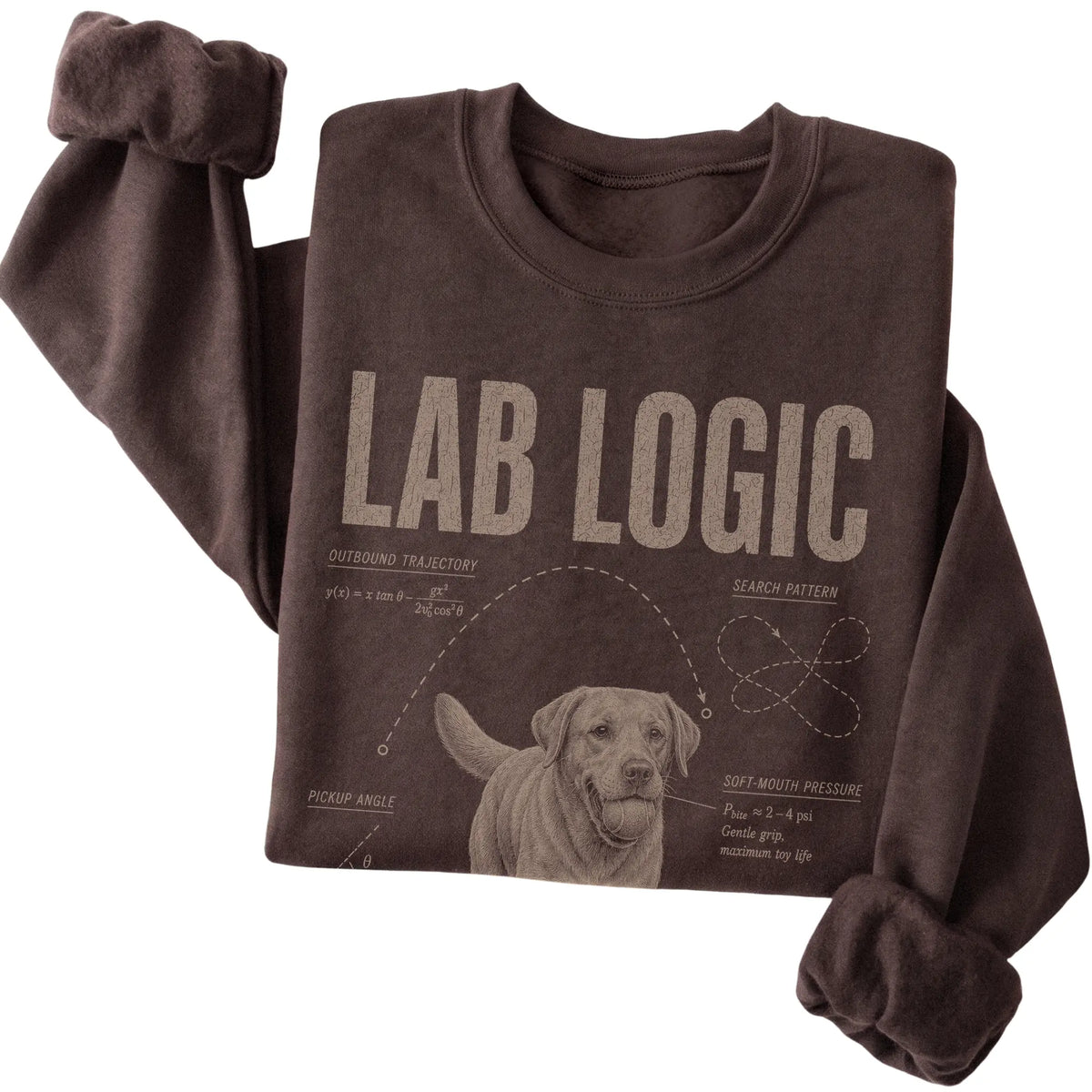 Dark Chocolate Labrador Retriever Logic sweatshirt folded detail