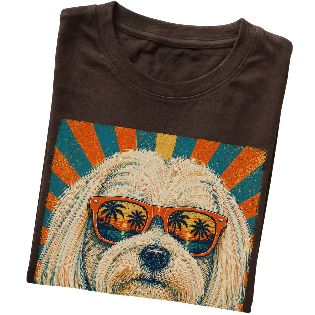 Folded Dark Chocolate softstyle T-shirt with a Retro Maltese Dad design