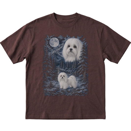 Maltese Forest Moon T-Shirt in Dark Chocolate