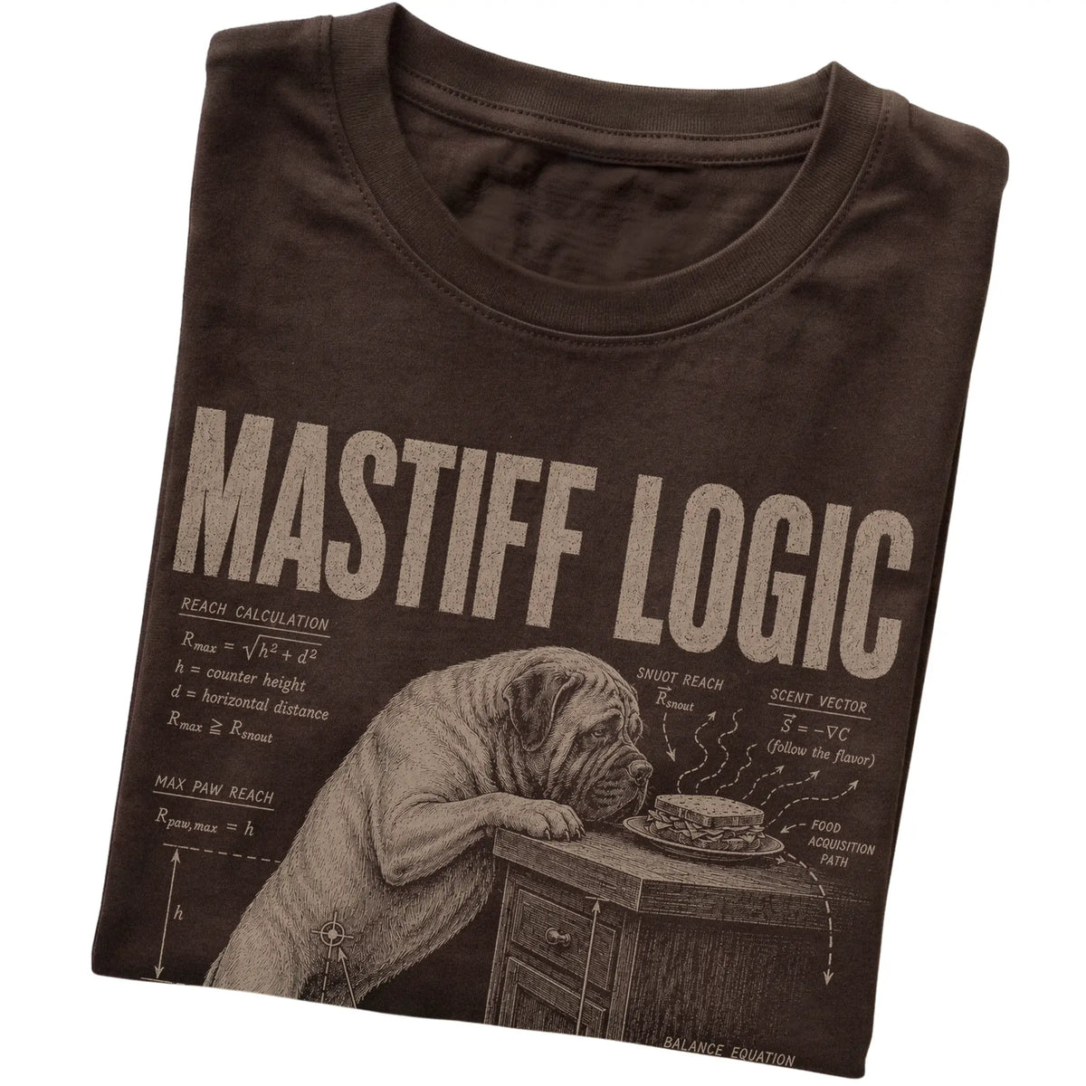 Dark Chocolate Mastiff Logic T-Shirt folded detail