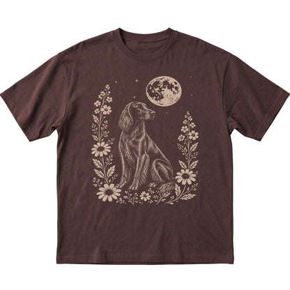 Dark Chocolate Moon Flowers Irish Setter T-shirt, flat view