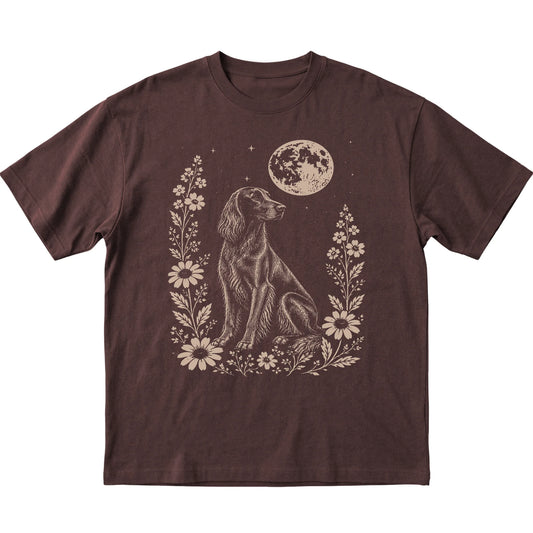 Dark Chocolate Moon Flowers Irish Setter T-shirt, flat view