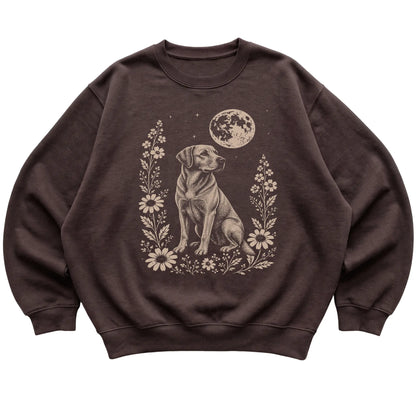Dark Chocolate Moon Flowers Labrador Retriever sweatshirt, flat view