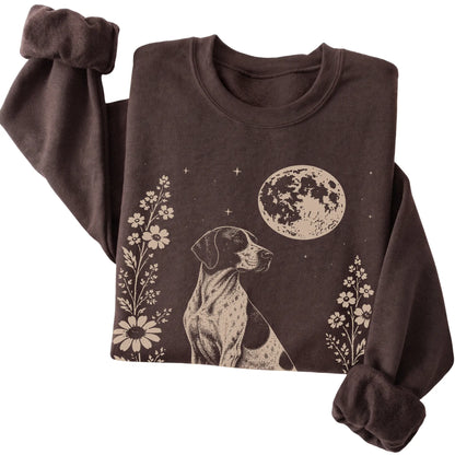 Dark Chocolate Moon Flowers Pointer sweatshirt, folded view