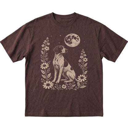 Dark Chocolate Moon Flowers Pointer T-shirt, flat view