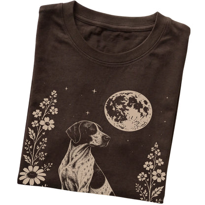 Dark Chocolate Moon Flowers Pointer T-shirt, folded view