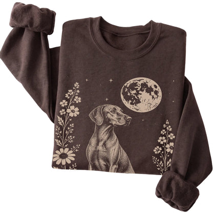 Dark Chocolate Moon Flowers Vizsla sweatshirt, folded view