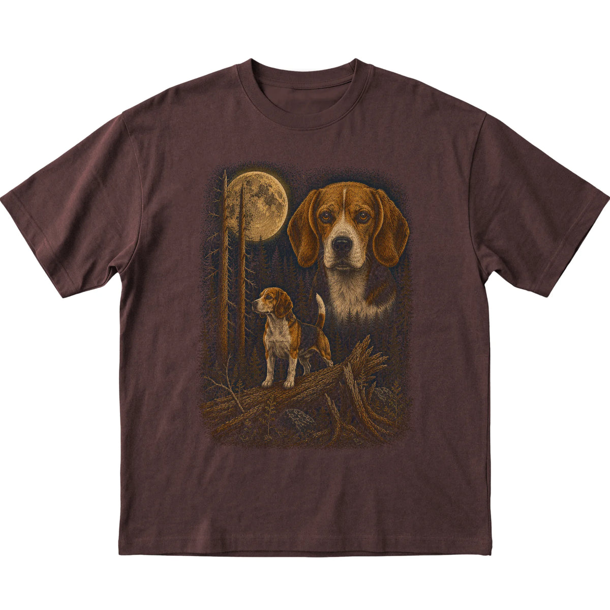 Beagle Wildwood Moon T-Shirt in Dark Chocolate
