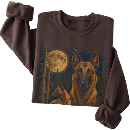 Belgian Malinois Wildwood Moon Sweatshirt in Dark Chocolate