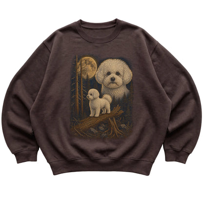 Bichon Frise Wildwood Moon Sweatshirt in Dark Chocolate