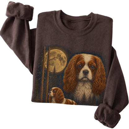 Cavalier King Charles Spaniel Wildwood Moon Sweatshirt in Dark Chocolate