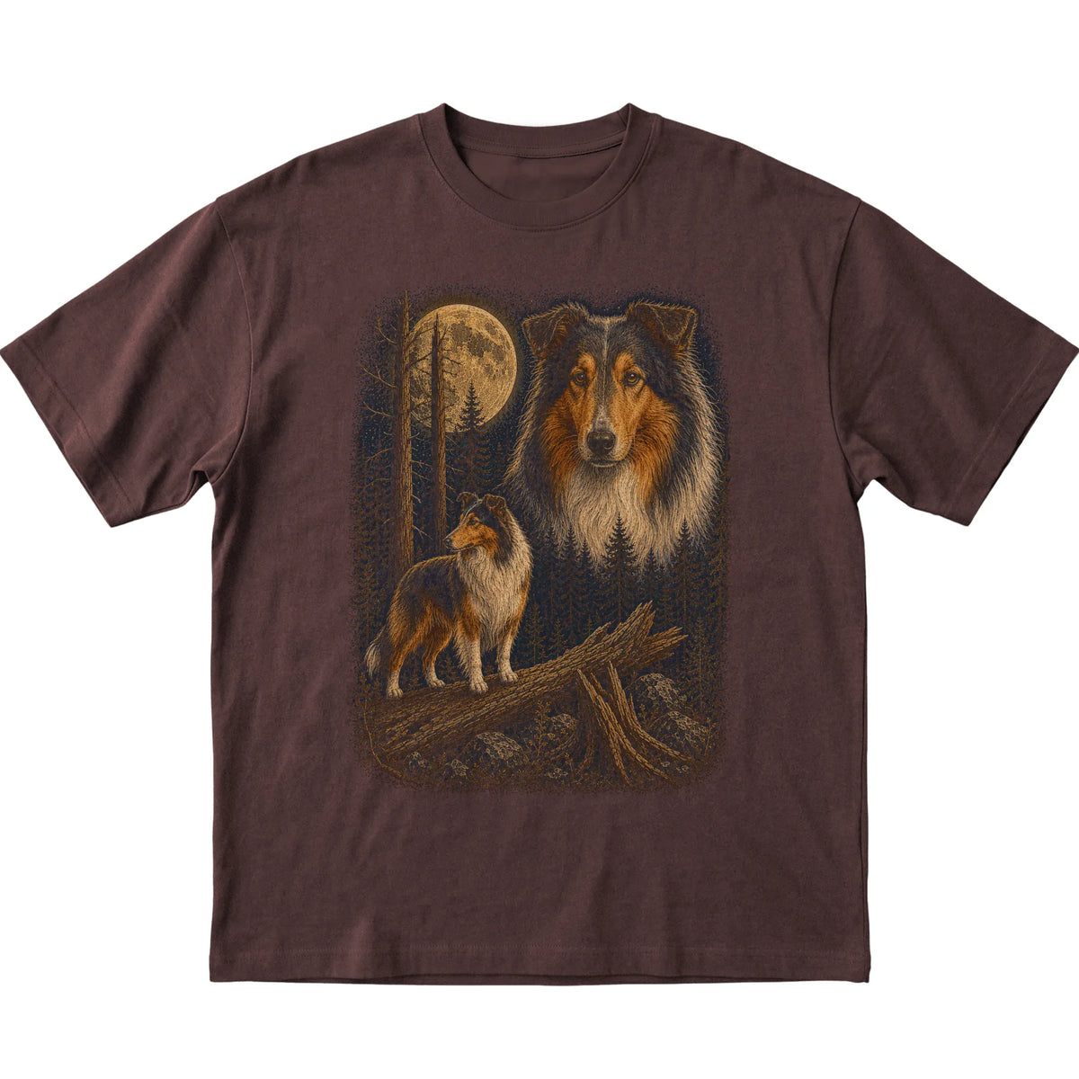 Collie Wildwood Moon T-Shirt in Dark Chocolate