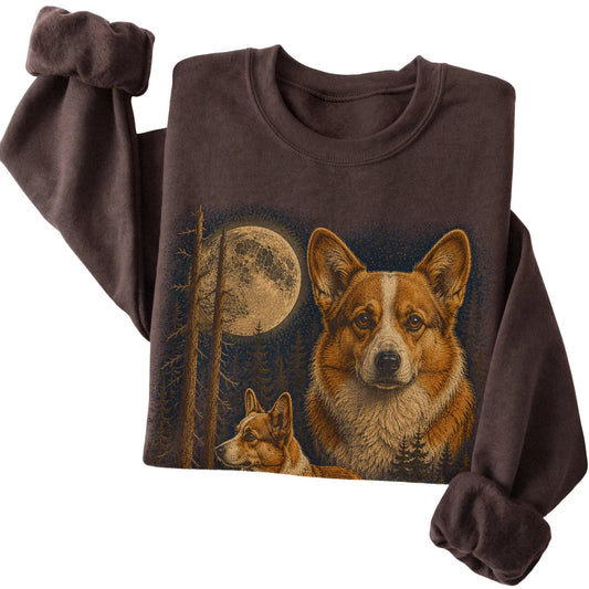 Corgi Wildwood Moon Sweatshirt in Dark Chocolate