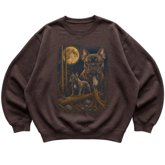 French Bulldog Wildwood Moon Sweatshirt in Dark Chocolate