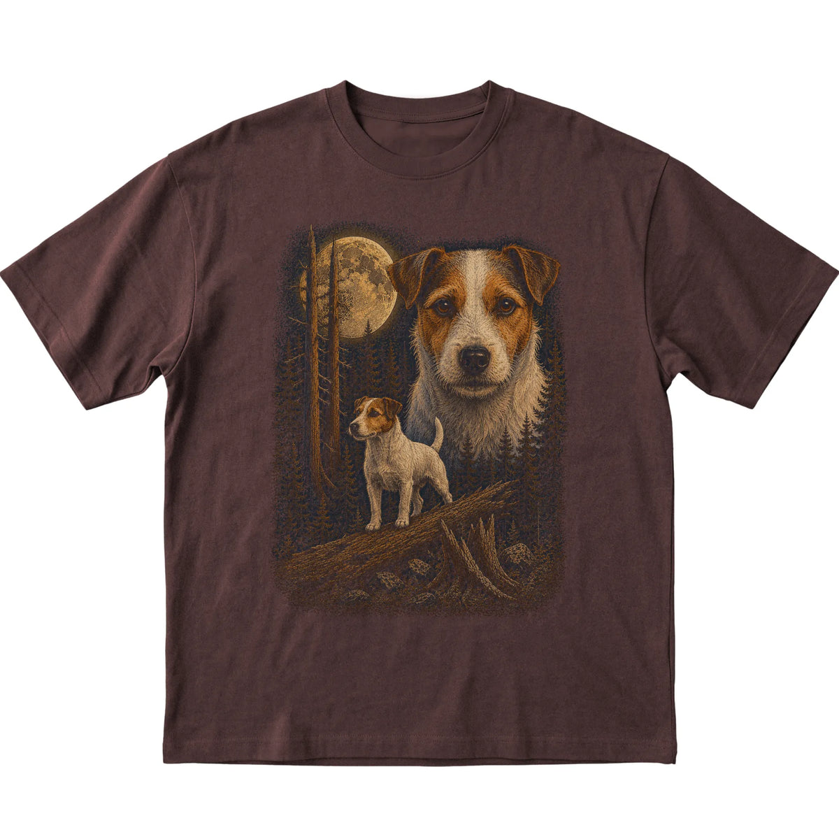 Jack Russell Wildwood Moon T-Shirt in Dark Chocolate