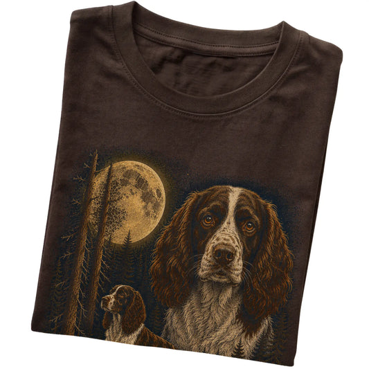 Springer Spaniel Wildwood Moon T-Shirt in Dark Chocolate