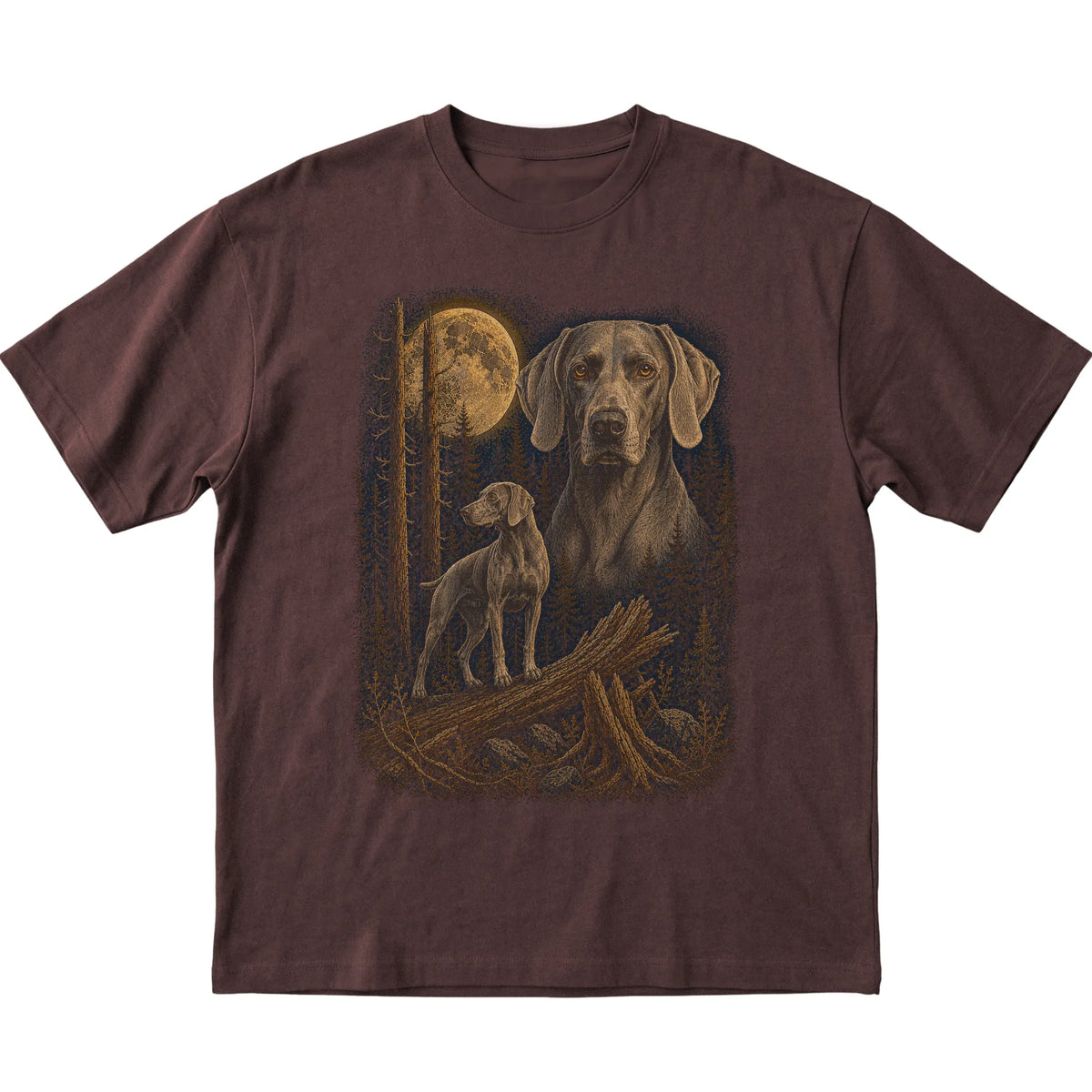 Weimaraner Wildwood Moon T-Shirt in Dark Chocolate