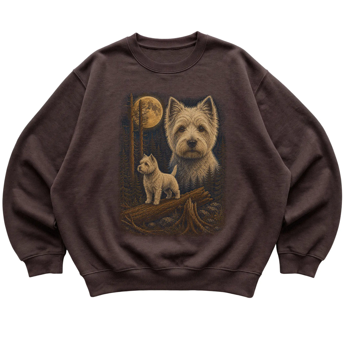 Westie Wildwood Moon Sweatshirt in Dark Chocolate
