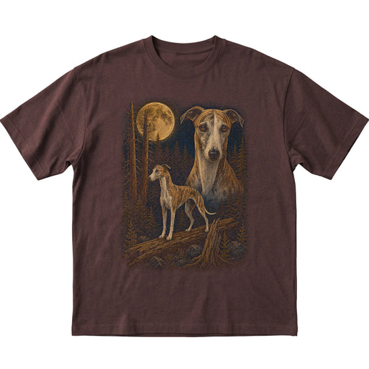 Whippet Wildwood Moon T-Shirt in Dark Chocolate