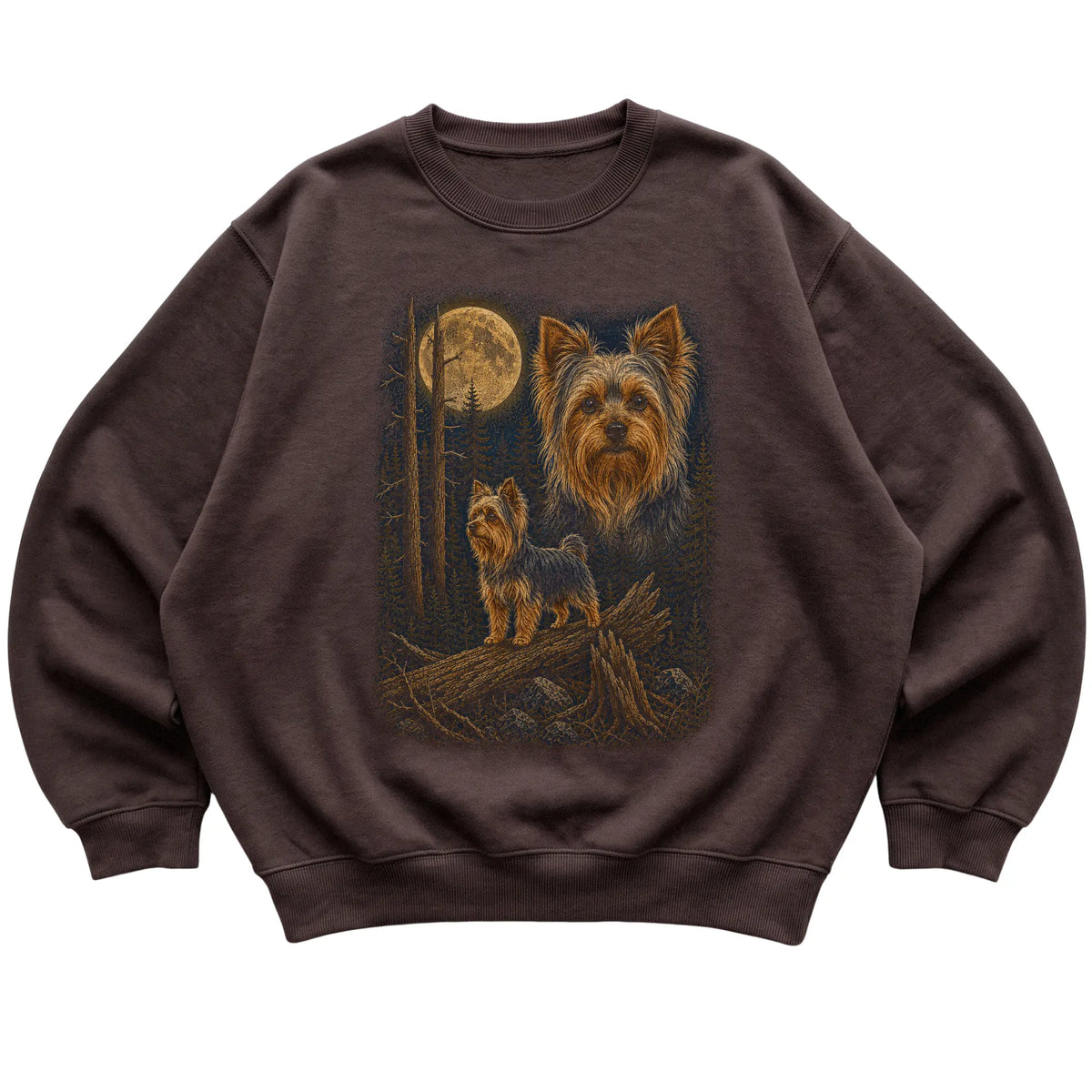 Yorkie Wildwood Moon Sweatshirt in Dark Chocolate