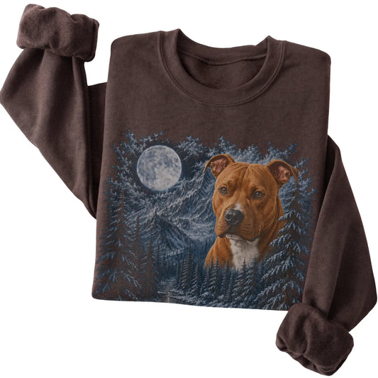 Pitbull Forest Moon Sweatshirt in Dark Chocolate