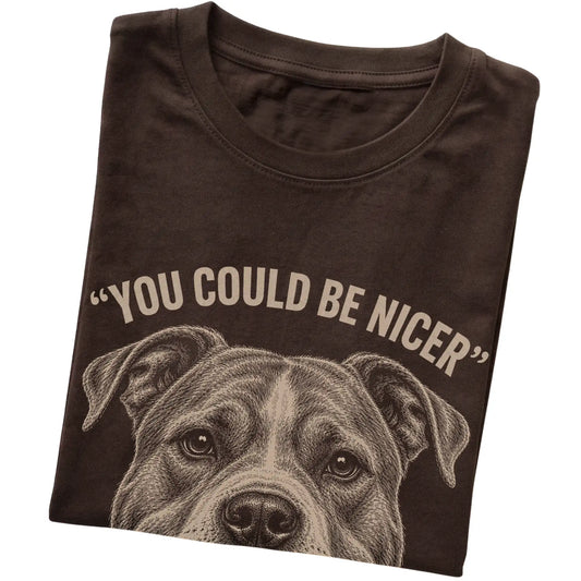 Pitbull Guard Dog T-Shirt in Dark Chocolate — folded detail