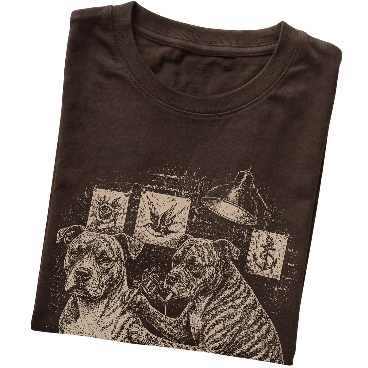 Dark Chocolate Pitbull Dog Tattoo Artist folded detail view