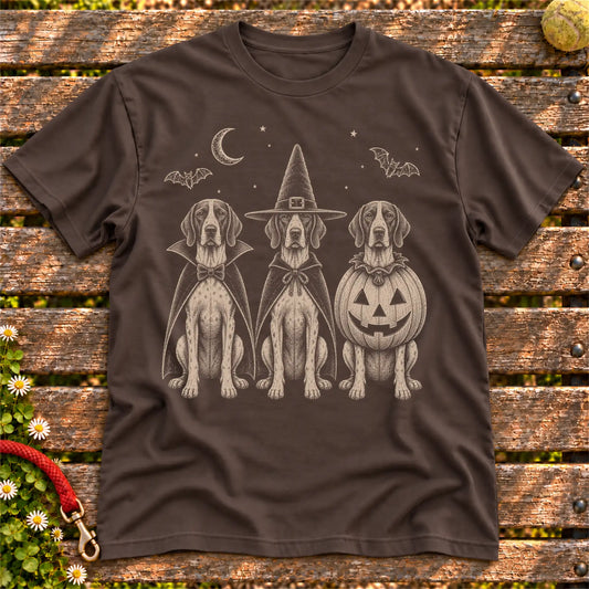 Pointer Halloween Costume on a Dark Chocolate T-shirt, shown flat